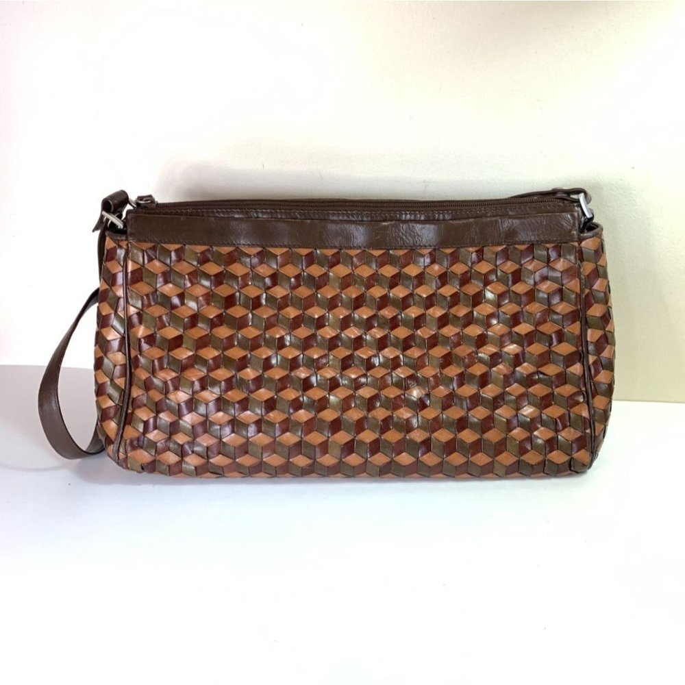 Hobo Int'l Woven Leather Baguette Bag Brown